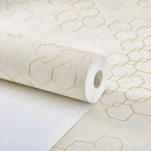 Papel de parede Melissa Decor - cor creme com dourado