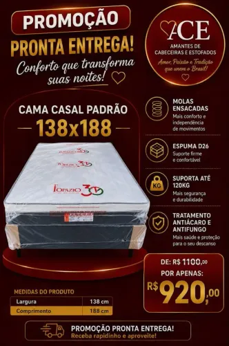 CAMA BOX CASAL PADRÃO TOPÁZIO