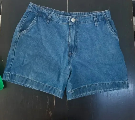 Shorts Jeans Azul Médio 100% Algodão