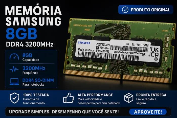Memória RAM Samsung 8GB DDR4 3200MHz para Notebook