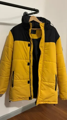 Casaco Puffer Amarelo Preto Tam M Novo Nunca Usado