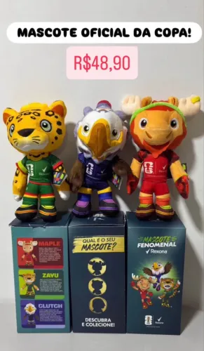 ULTIMAS UNIDADES!! - 3x MASCOTES OFICIAIS DA COPA! R$49,00 - R$20,00 a unid