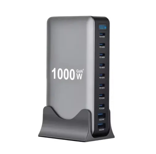 Estação Carregador Turbo de mesa 10 Saídas - Usb-A Tipo-C 1.000w