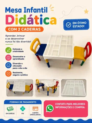 Mesa Infantil Didática 2 cadeiras