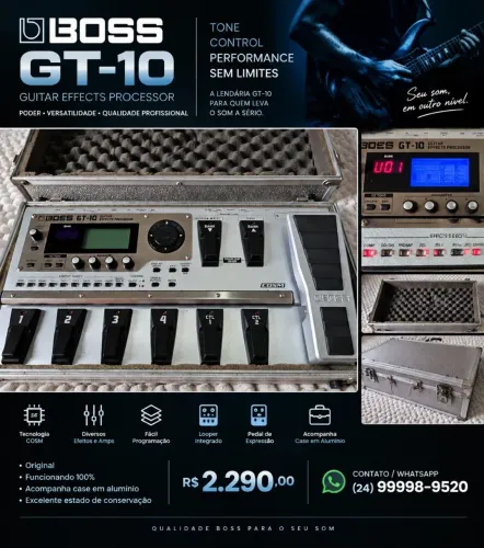 Pedaleira BOSS GT10 c/ Case em Alumínio