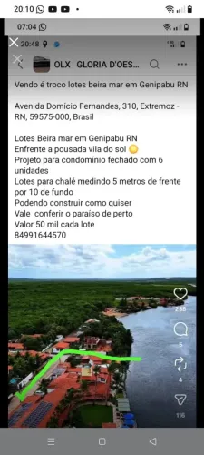 Vendo troco lotes Beira em mar Genipabu RN