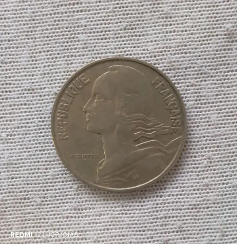 Moeda francesa 20 centimos franco 1963