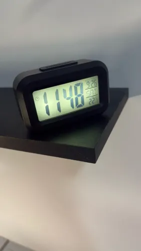 Mini Relógio despertador de mesa digital preto