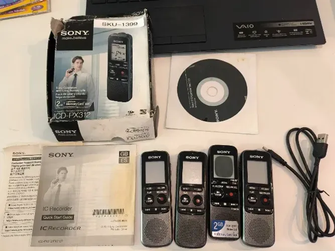  4 Gravadores de voz digital Sony ICD-PX312  PARA PEÇAS PARA PEÇAS  (NÃO LIGA )