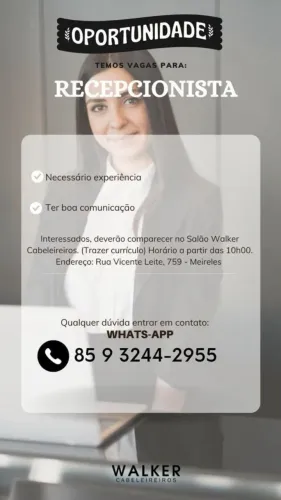 VAGA DE RECEPCIONISTA