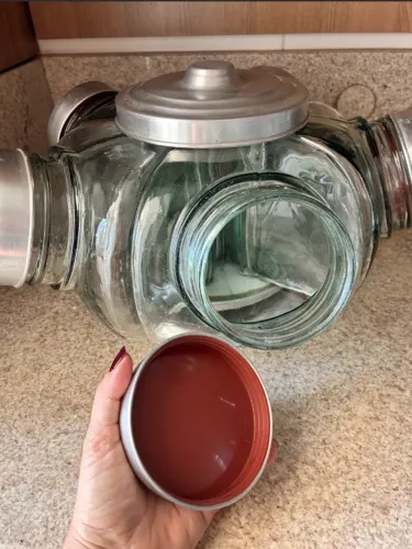 Baleiro giratório de vidro grande