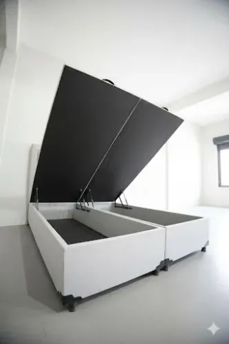 Cama Box preta courine c/ colchão 