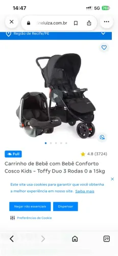 Carrinho de bebê e bebê conforto Cosco