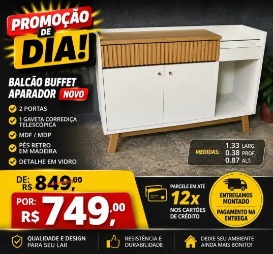 PROMOÇAO! BALCÃO BUFFET APARADOR - NOVO / ENTREGAMOS MONTADO