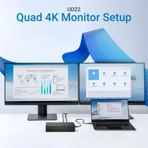 UD22 até 4 Monitores 4K Dock Station Display Link Dell UW22