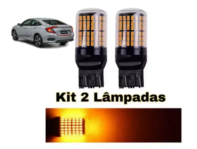 Kit Par Leds de Pisca Laranja Âmbar Lanterna Traseira Honda Civic G10 2017 2018 2019 2020