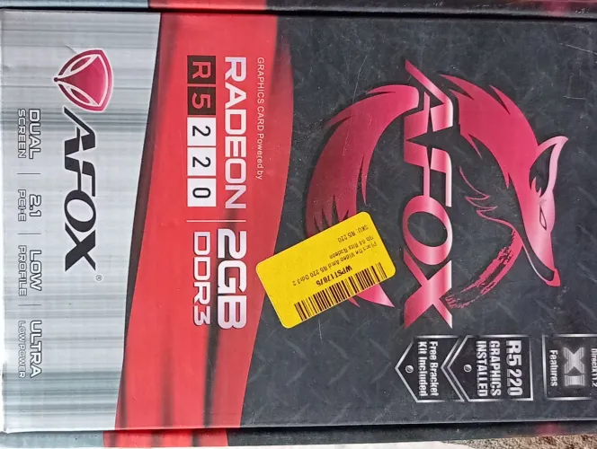 Placa de Vídeo Afox Radeon R5 220 2GB DDR3 - Seminova - na caixa com Bracket kit