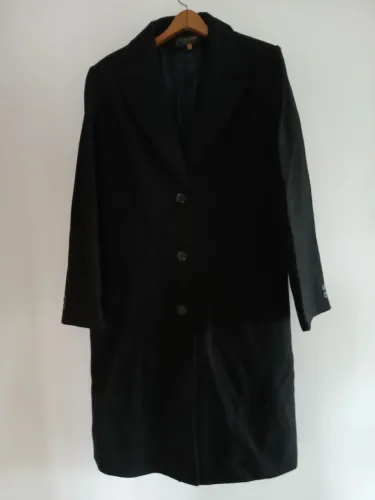 Sobretudo de Inverno Preto de Veludo,Tamanho 3 ou M