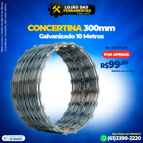 Concertina 300mm Galvanizado 10 Metros