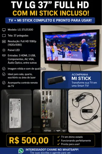 TV LG 37  Full HD + Mi Stick Incluso (Transforma em Smart TV) - R$ 400,00