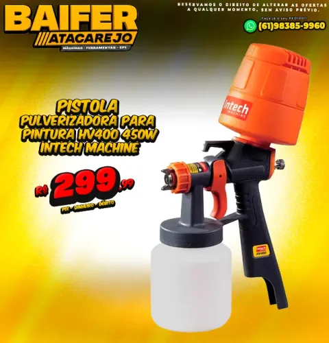 Pistola Pulverizadora Para Pintura HV400 450W Intech Machine