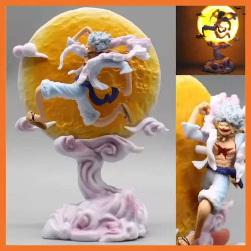 Luminária Luffy Gear 5 One Piece Anime Miniatura Action Figure 16cm