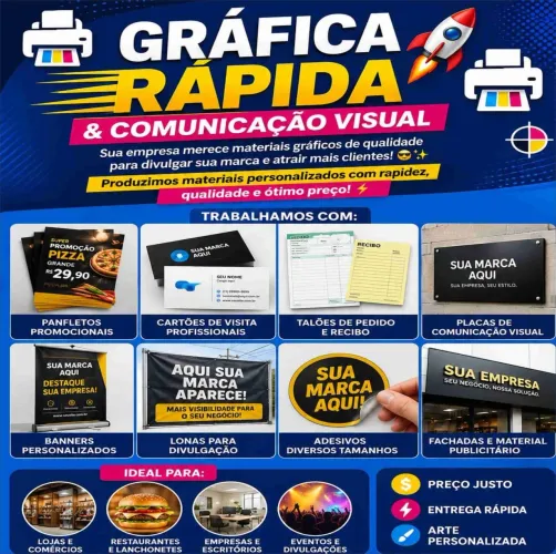 Gráfica rápida panfletos ,cartão de visita comunicação visual banner, lona