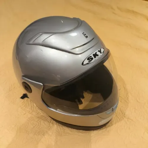 Capacete SKY Helmets L 59cm Prata, Viseira Fumê