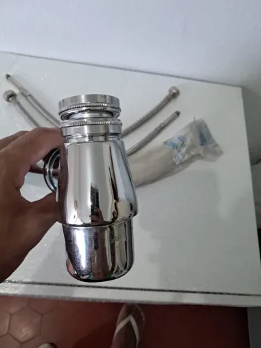 Kit Sifão Cromado + Engates Flexíveis