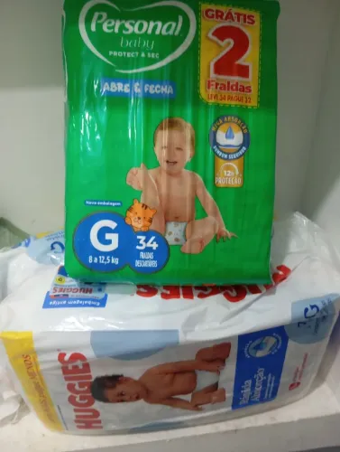 Fraldas tamanho G personal baby e Huggies