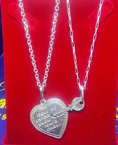 Conjunto Com Pingente Chave do Coração Prata 925 Peso 19.00 Gramas Cordão ele 70 Cm Gargan