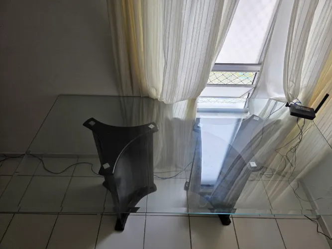 Mesa grande de vidro para 6