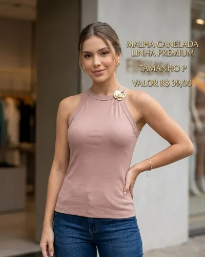 Blusa regata feminina linha premium canelada