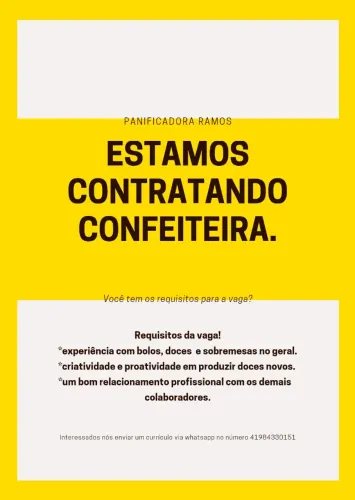 Vaga pra confeiteira