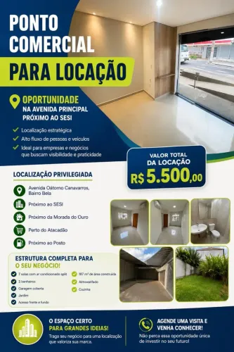 PONTO COMERCIAL PARA LOCAÇÃO com 187m2 na Morada do Ouro - Cuiabá - MT