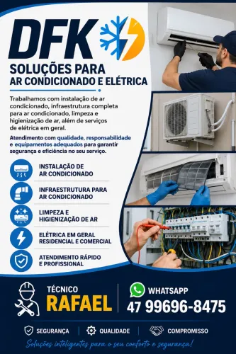 Instalação, higienização, infra para ar condicionado e elétrica em geral..