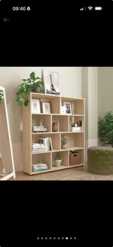 Estante para livros com 10 nichos, cor naturale em MDF