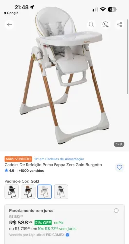 Cadeira alimentação burigotto 