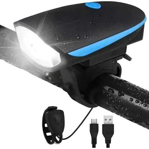Farol de Bicicleta com LED e Buzina Recarregável via USB - Entrega