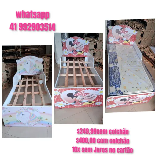 Mini cama infantil personagens minie e unicornio # 10x sem juros 