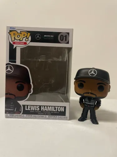 Funko Pop Lewis Hamilton 01 com caixa coleção Mercedes AMG Petronas Fórmula 1 Team