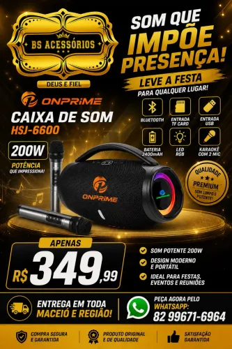 CAIXA DE SOM ONPRIME + 2 MICROFONES SEM FIO