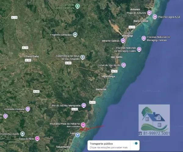Terreno Beira Mar na Praia do Patacho - Porto de Pedras - Alagoas com 3.355m² Alto Padrão