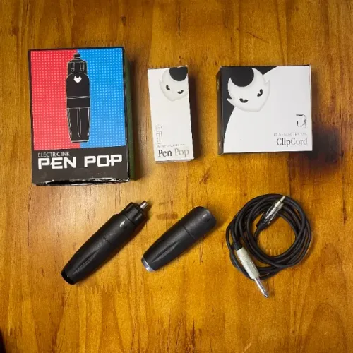 Kit Máquina de Tatuagem Electric Ink Pen Pop + Grip + Clip Cord
