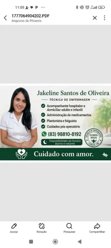 Acompanhante hospitalar e Cuidadora 