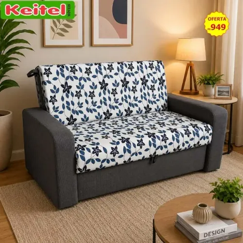 Sofá Cama Daiane Com Baú Cor Floral 