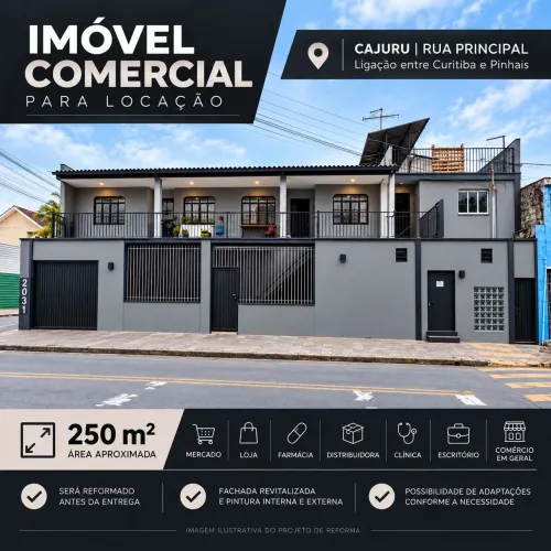 Imóvel Comercial 250 m² no Cajuru | Rua Principal