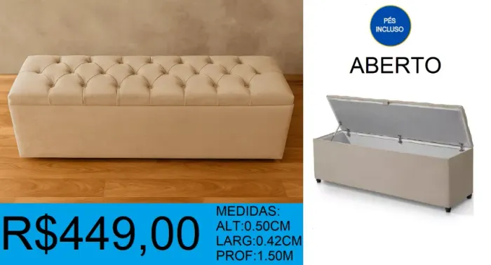 Recamier - baú - compre hoje e receba em até 72 horas