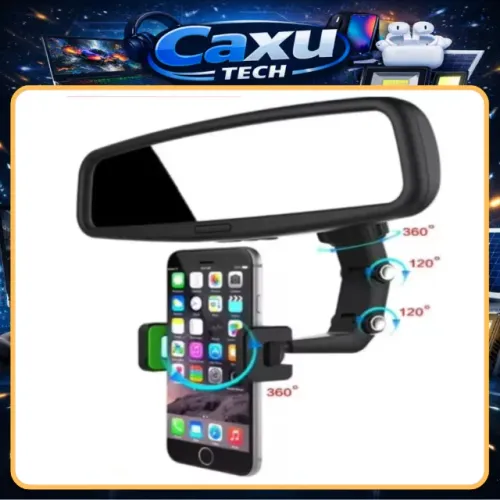 Suporte Multifuncional para Espelho do Carro - Celular Ajustável 360°