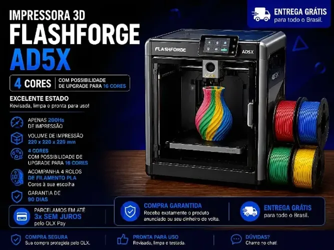 Impressora 3D Flashforge AD5X 4 Cores